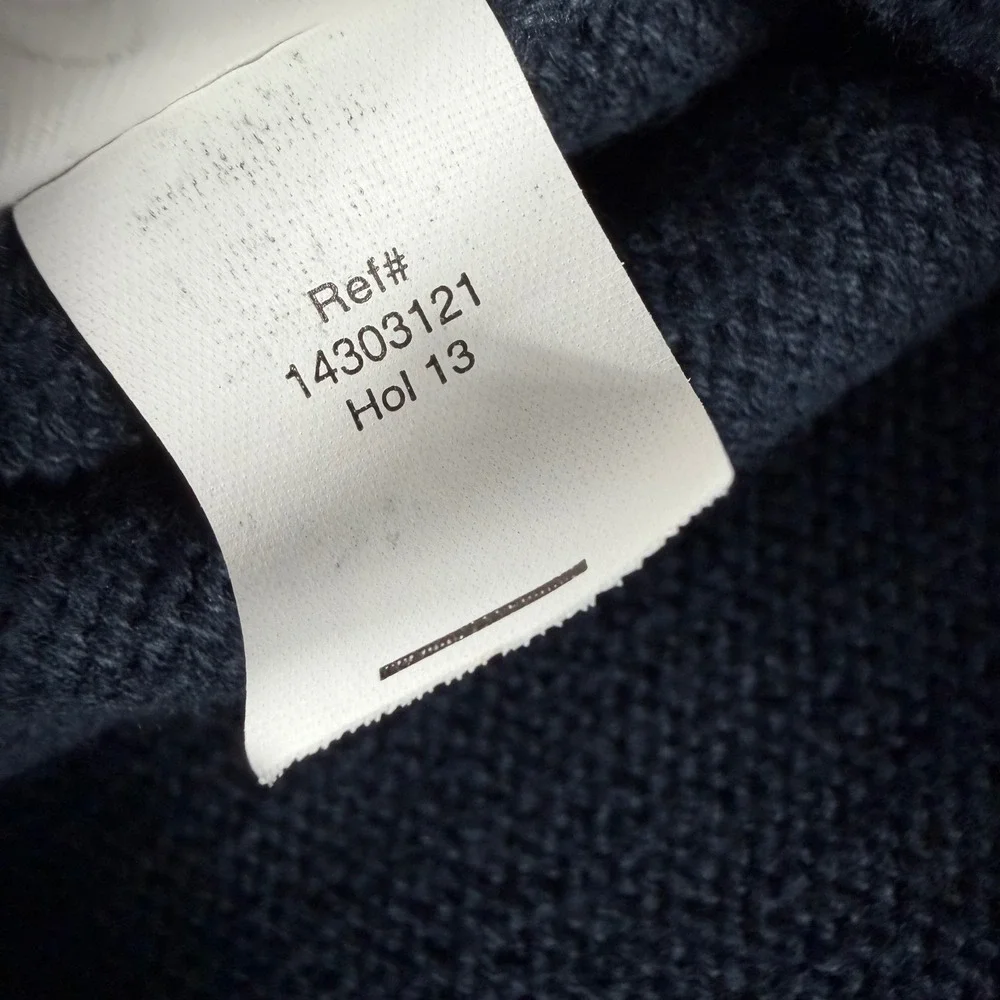 Eddie Bauer Mens XL Navy Blue Grey Stripe 1/4 Zip Cotton Knit Sweater 14303121